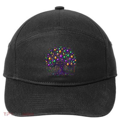 Mardi Gras Tree Beads New Orleans 2025 Festival Bead Tree 7-Panel Snapback Hat