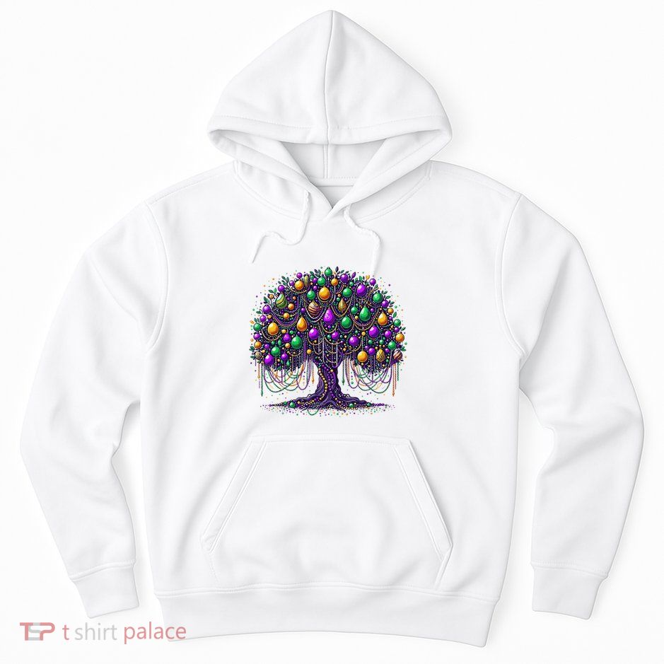Mardi Gras Tree Beads New Orleans 2025 Festival Bead Tree Hoodie