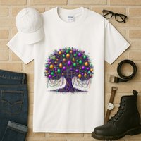 Mardi Gras Tree Beads New Orleans 2025 Festival Bead Tree Tall T-Shirt