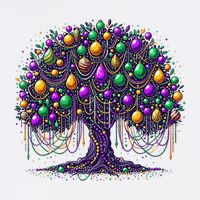 Mardi Gras Tree Beads New Orleans 2025 Festival Bead Tree Tall T-Shirt