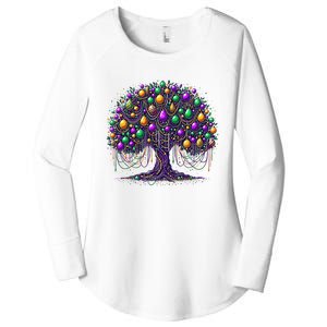 Mardi Gras Tree Beads New Orleans 2025 Festival Bead Tree Women's Perfect Tri Tunic Long Sleeve Shirt