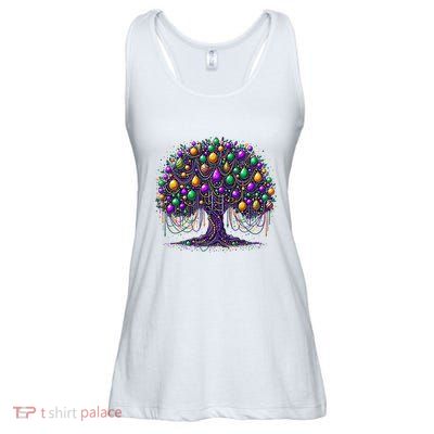 Mardi Gras Tree Beads New Orleans 2025 Festival Bead Tree Ladies Essential Flowy Tank