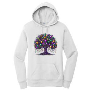 Mardi Gras Tree Beads New Orleans 2025 Festival Bead Tree Women's Pullover Hoodie