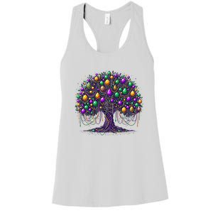 Mardi Gras Tree Beads New Orleans 2025 Festival Bead Tree Women's Racerback Tank