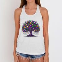 Mardi Gras Tree Beads New Orleans 2025 Festival Bead Tree Women's Knotted Racerback Tank