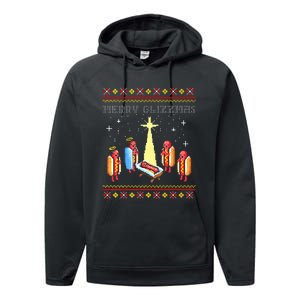 Merry Glizzmas Tacky Christmas  Performance Fleece Hoodie