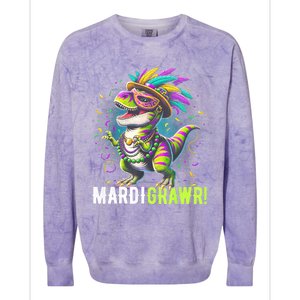 Mardi Gras T Rex Dinosaur Mardi Grawr Childrens Colorblast Crewneck Sweatshirt