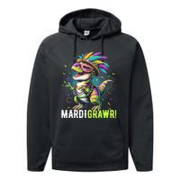 Mardi Gras T Rex Dinosaur Mardi Grawr Childrens Performance Fleece Hoodie