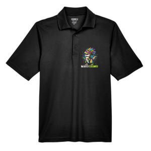 Mardi Gras T Rex Dinosaur Mardi Grawr Childrens Men's Origin Performance Pique Polo