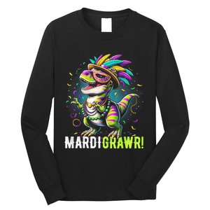 Mardi Gras T Rex Dinosaur Mardi Grawr Childrens Long Sleeve Shirt