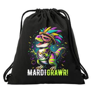 Mardi Gras T Rex Dinosaur Mardi Grawr Childrens Drawstring Bag