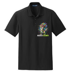 Mardi Gras T Rex Dinosaur Mardi Grawr Childrens Dry Zone Grid Polo