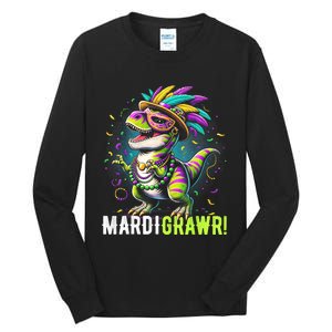 Mardi Gras T Rex Dinosaur Mardi Grawr Childrens Tall Long Sleeve T-Shirt