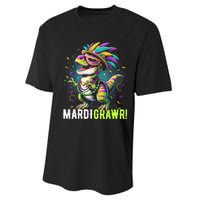 Mardi Gras T Rex Dinosaur Mardi Grawr Childrens Performance Sprint T-Shirt