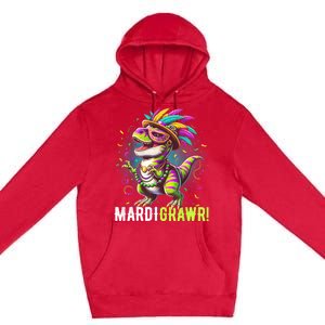 Mardi Gras T Rex Dinosaur Mardi Grawr Childrens Premium Pullover Hoodie