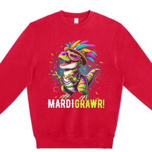 Mardi Gras T Rex Dinosaur Mardi Grawr Childrens Premium Crewneck Sweatshirt