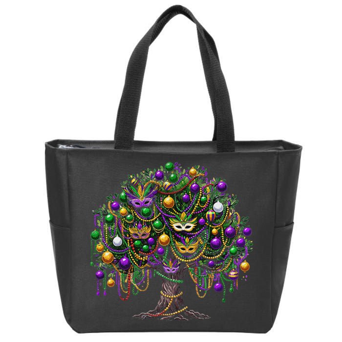 Mardi Gras Tree Beads New Orleans 2025 Festival Bead Tree Zip Tote Bag