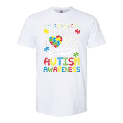 My Grandson Taught Me Love Needs No Words Autism Grandparent Funny Gift Softstyle® CVC T-Shirt