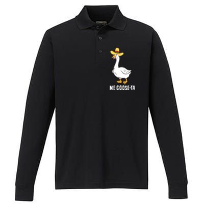 Me Goose Ta Mexican Funny Spanish Goose Pun Performance Long Sleeve Polo