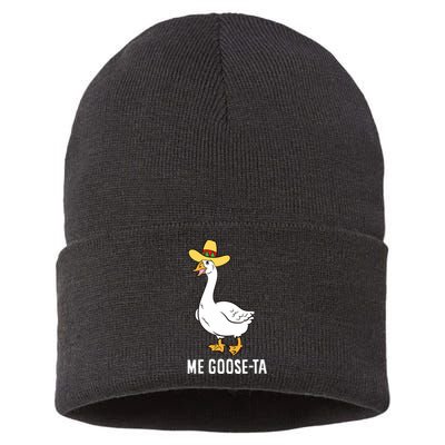 Me Goose Ta Mexican Funny Spanish Goose Pun Sustainable Knit Beanie