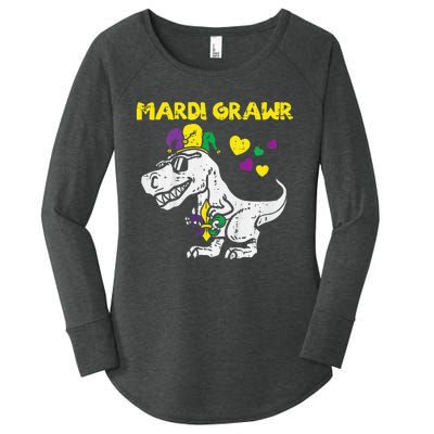 Mardi Grawr Trex Dino Cute funny festival Women's Perfect Tri Tunic Long Sleeve Shirt