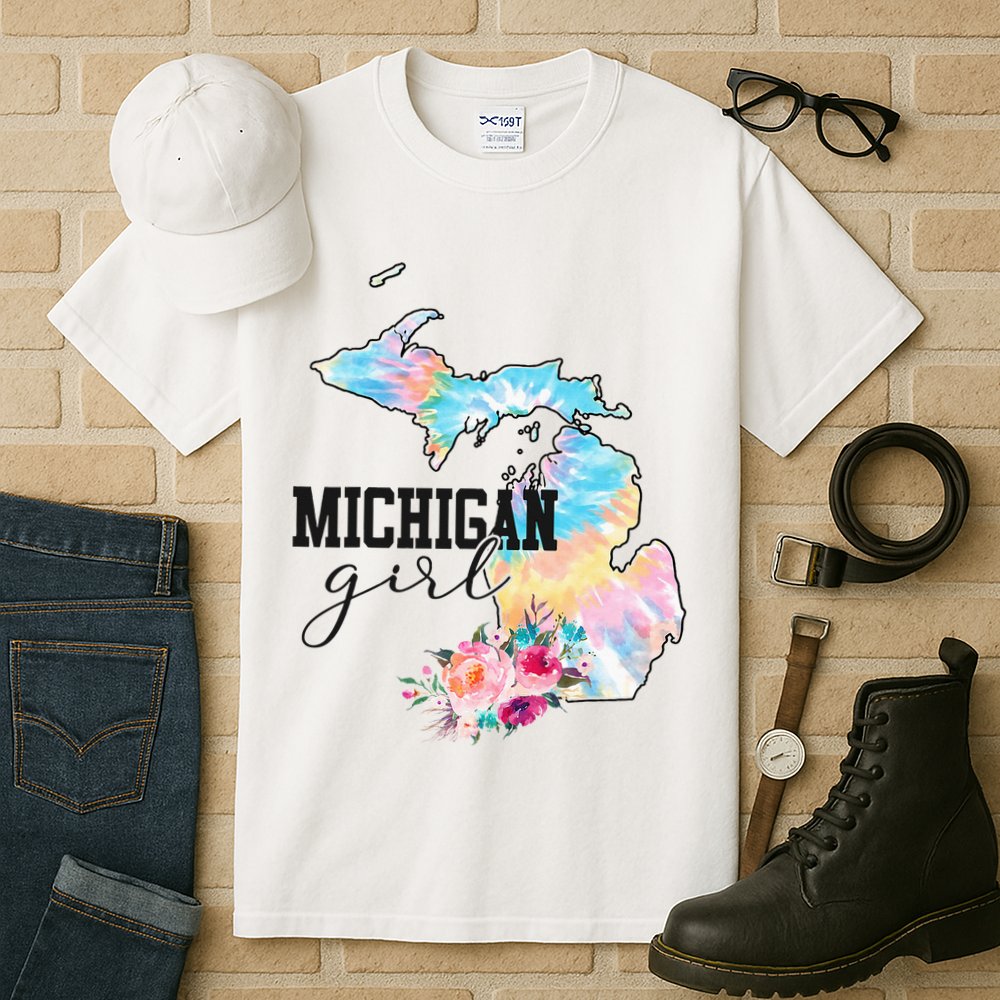 Michigan Girl Tie Dye State Michigan Tall T-Shirt