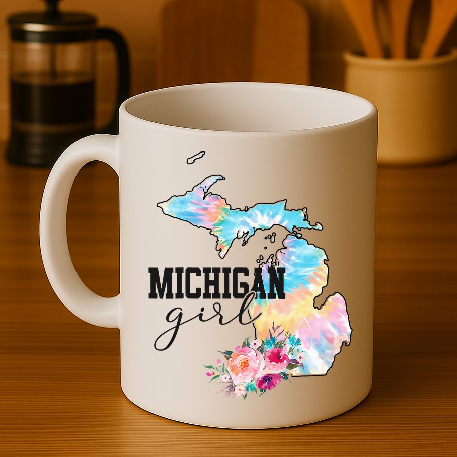 Michigan Girl Tie Dye State Michigan Mug