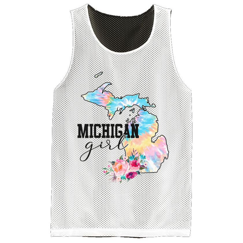 Michigan Girl Tie Dye State Michigan Mesh Reversible Basketball Jersey Tank