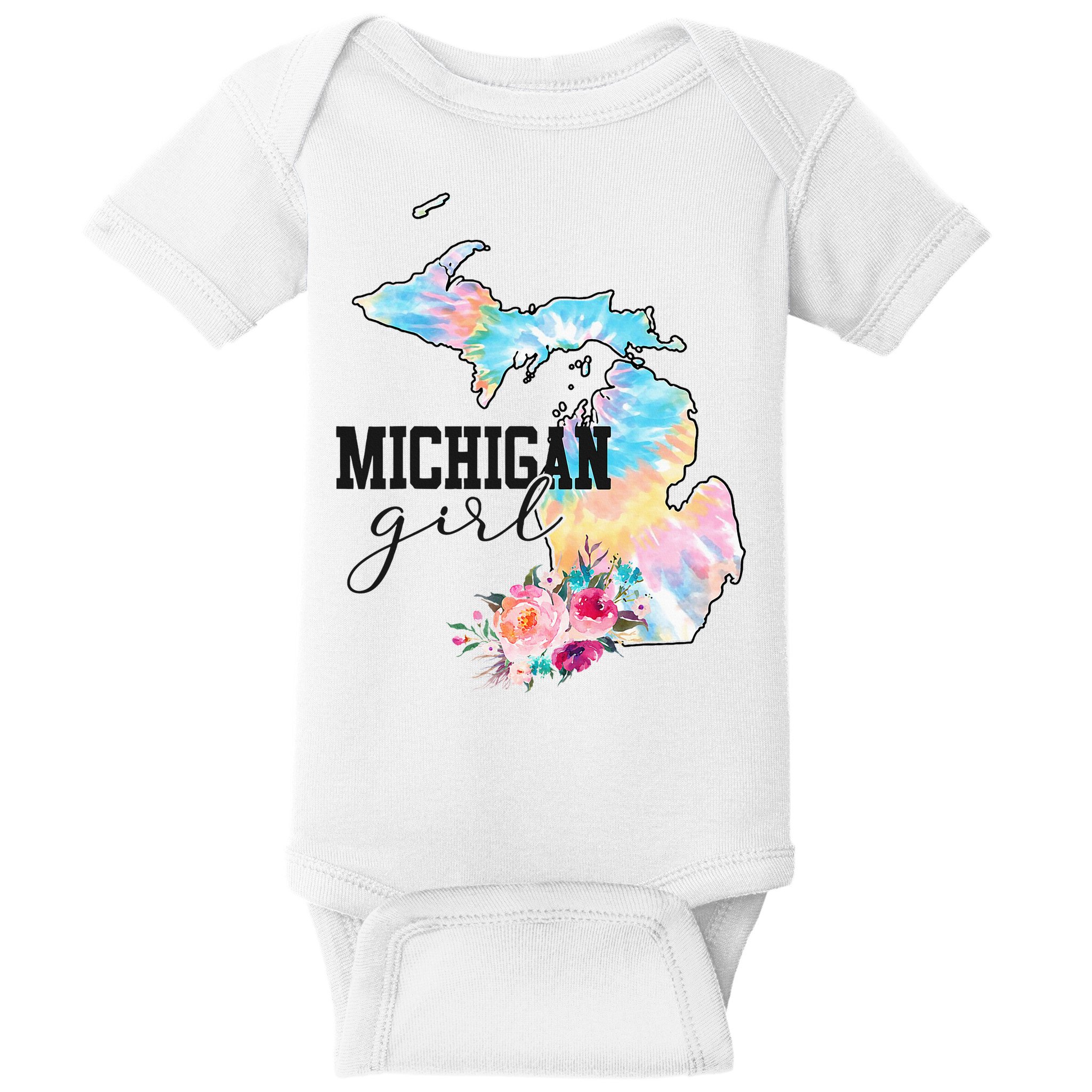 Michigan Girl Tie Dye State Michigan Baby Bodysuit