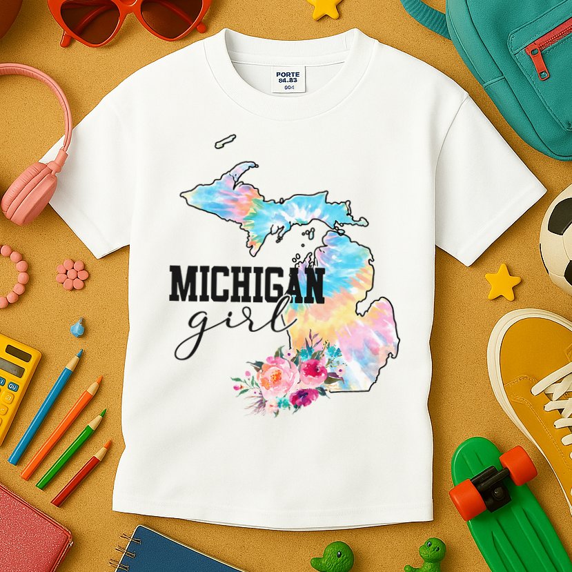 Michigan Girl Tie Dye State Michigan Kids T-Shirt