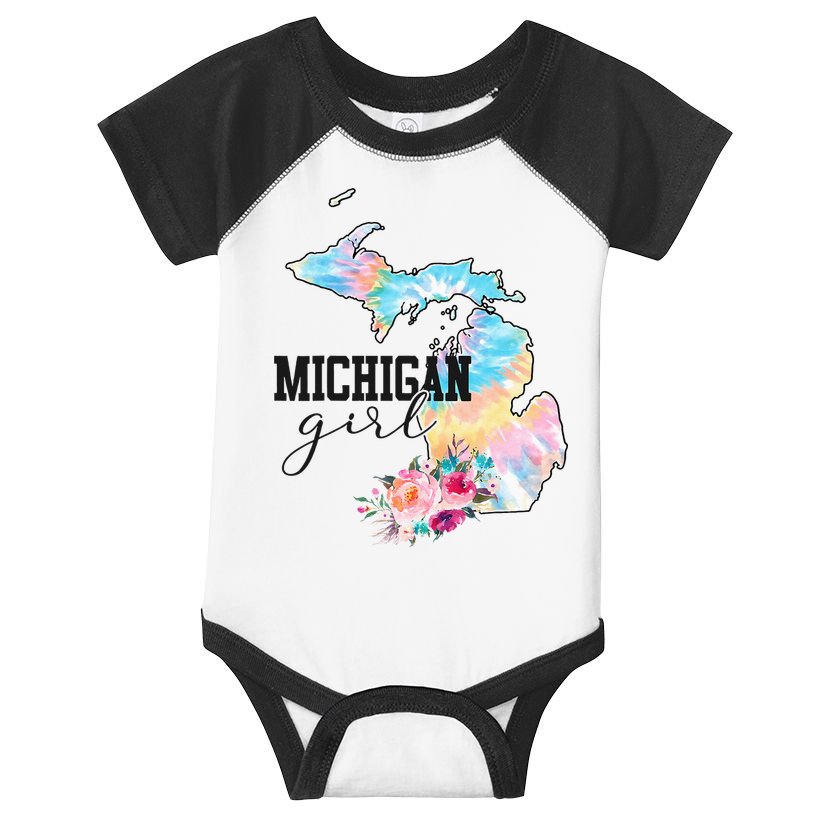 Michigan Girl Tie Dye State Michigan Infant Baby Jersey Bodysuit