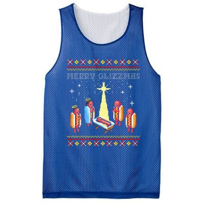 Merry Glizzmas Tacky Funny Merry Christmas Hot Dogs  Mesh Reversible Basketball Jersey Tank