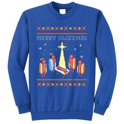 Merry Glizzmas Tacky Funny Merry Christmas Hot Dogs  Tall Sweatshirt