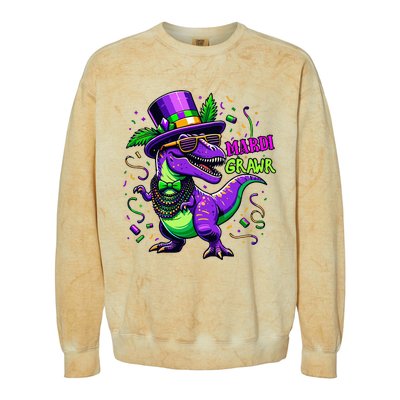 Mardi Grawr Trex Dino Costume Mardi Gras Colorblast Crewneck Sweatshirt