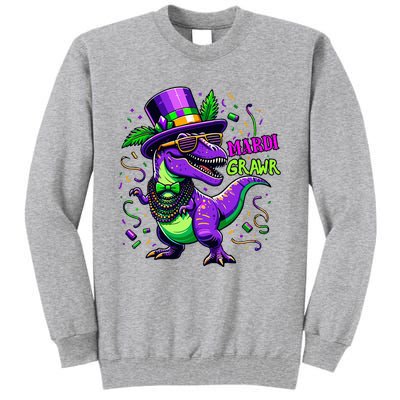 Mardi Grawr Trex Dino Costume Mardi Gras Tall Sweatshirt