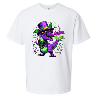 Mardi Grawr Trex Dino Costume Mardi Gras Sueded Cloud Jersey T-Shirt