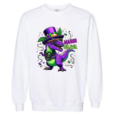 Mardi Grawr Trex Dino Costume Mardi Gras Garment-Dyed Sweatshirt