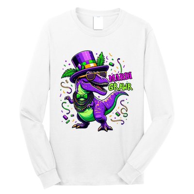 Mardi Grawr Trex Dino Costume Mardi Gras Long Sleeve Shirt