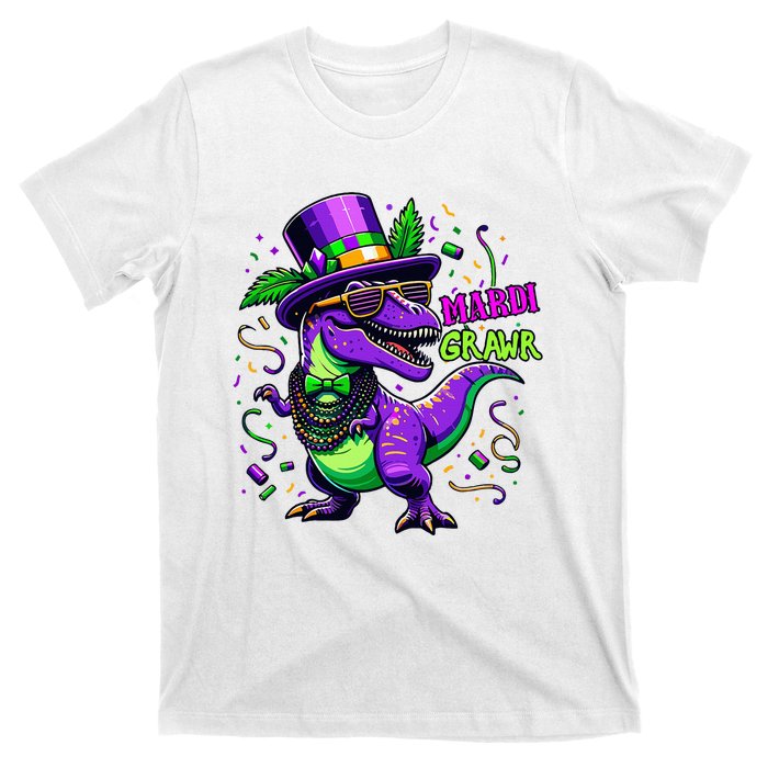 Mardi Grawr Trex Dino Costume Mardi Gras T-Shirt