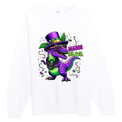 Mardi Grawr Trex Dino Costume Mardi Gras Premium Crewneck Sweatshirt