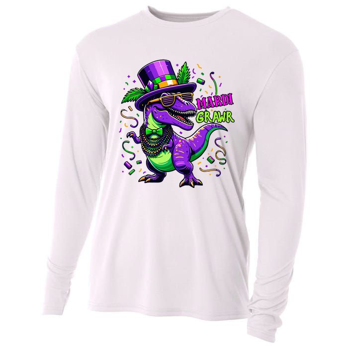 Mardi Grawr Trex Dino Costume Mardi Gras Cooling Performance Long Sleeve Crew