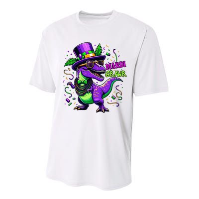 Mardi Grawr Trex Dino Costume Mardi Gras Performance Sprint T-Shirt