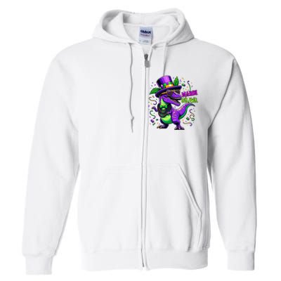 Mardi Grawr Trex Dino Costume Mardi Gras Full Zip Hoodie