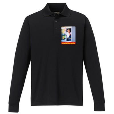 Magadonalds Gift Trump Funny Performance Long Sleeve Polo