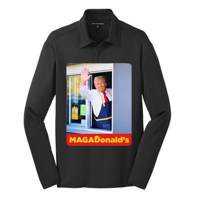 Magadonalds Gift Trump Funny Silk Touch Performance Long Sleeve Polo