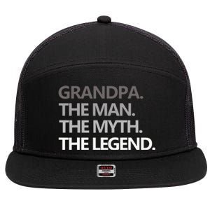 Men GRANDPA THE MAN THE MYTH THE LEGEND Men Gift Fathers Day 7 Panel Mesh Trucker Snapback Hat