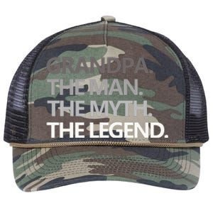 Men GRANDPA THE MAN THE MYTH THE LEGEND Men Gift Fathers Day Retro Rope Trucker Hat Cap