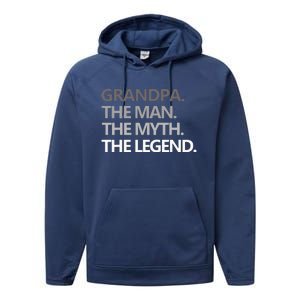 Men GRANDPA THE MAN THE MYTH THE LEGEND Men Gift Fathers Day Performance Fleece Hoodie