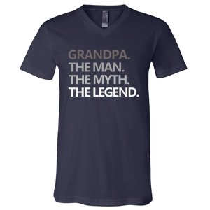 Men GRANDPA THE MAN THE MYTH THE LEGEND Men Gift Fathers Day V-Neck T-Shirt