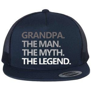 Men GRANDPA THE MAN THE MYTH THE LEGEND Men Gift Fathers Day Flat Bill Trucker Hat